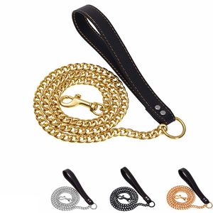 Dog Leash Slip Rope Lead Leash Gold Silver Black Heavy Duty Stainless Steel Rope Training Leashes for Medium Large Dogs NK Chain