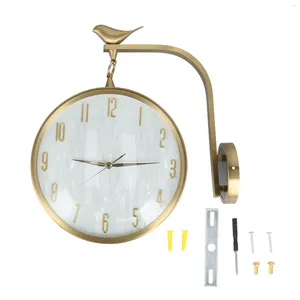 Zegary ścienne wiszące zegar bez zanikającego luksusowy miedziany dwustronny kwarc do sypialni zagłówek salon el badanie