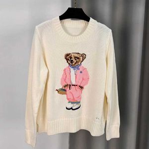 Damenpullover Jiayi Still Rl Ralph New Cartoon Pink Stickerei Bär Baumwolle Pullover Pullover weiblich