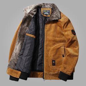 Mens Winter Corduroy Jackets and Coats Male Warm Thermal Windbreaker Fur Collar Casual Jacket Outerwear Clothing Plus Size 6XL 231228