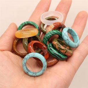 Cluster Ringe Mode Einfache Bunte Natürliche Quarz Halbedelstein Dicken Runden Ring Für Frauen Mädchen Schmuck Zubehör Geschenk1570