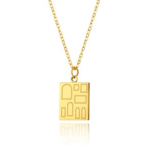 عصرية هندسية الشكل قلادة مربعة قلادة ذهبية للنساء مجوهرات مقاومة للماء