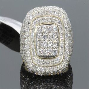 vendendo lindo novo anel masculino de ouro 18K luxuoso cheio de diamantes anel feminino europeu e americano262K