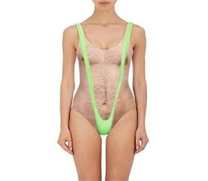 Printed Funny Borat One Piece Swimsuit Women Sexy Chest Hair Bathing Suit Summer Swimwear Joke Bather Noveltybeachwear8138355