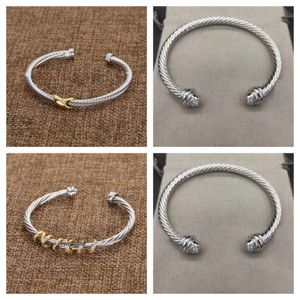 أسوار سوار الموضة كابلات ملتوية Dy Pulsera Designer المجوهرات نساء الرجال Sier Gold Pearl Head X على شكل سوار David Y المجوهرات عيد الميلاد