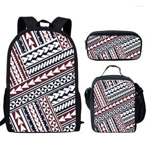 Hoodies masculinos Classic Creative Creative Polinésia Tradicional Tribal 3D Impressão 3pcs/set pupil School School Laptop Daypack Backpack Lunchag Lápis