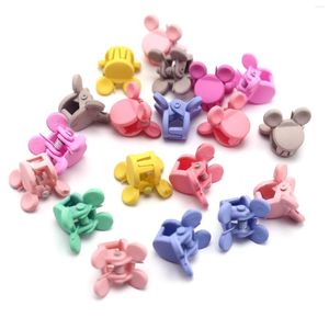 Hårklipp 20 Mixed Color Plastic Mini Mouse Head Claw Clamps Small 15mm