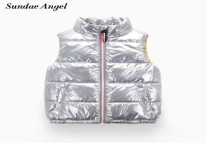 Weste Jungen stehen Kragen Gold Stempeln Winter Weste Kids Gilet Reißverschluss glänzend Mädchen Down Westen ärmellose Jacke 28 y 201345843