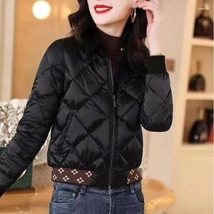 Women's Trench Coats Patchwork Woman Coat Thick Padding Short Black Quilted Padded Jackets For Women Cropped Duck Down Winter Models