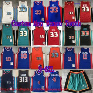 Custom S-6xl 313 Shadyeminem Throwback 1998-99 Basketball 33 Granthill Jersey Klassiker Vintage Joedumars Dennisrodman Isiahthomas atmungsable Sporthemden