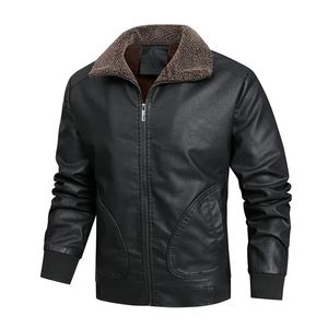 Men Winter Fleece Leather Jackets Wool Liner Warm PU Leather Coats Fashion Male Fit Leather Coats Men's Clothing Size 3XL 231227