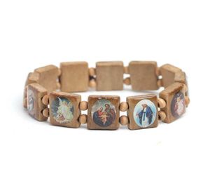Naturliga trä Katolska smycken Christian Jesus Faith Rosary Armband Religious Jewelry8789989