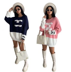 2024 Woolen Pullover Frauen Casual Lose Gestrickte Pullover Kurze Mini Kleider Dame Warme Oberbekleidung Freies Schiff 299