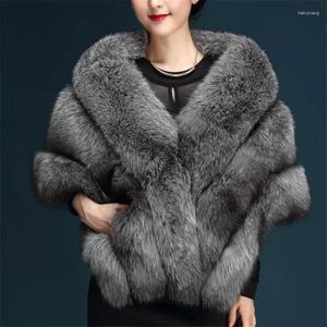 Женское меховое пальто 2024, зимнее искусственное пальто, роскошное пончо из искусственной норки, свадебное платье, шаль, накидка, женский жилет, пальто