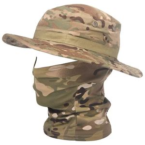 2PCS/set Tactical Camouflage Bucket Hat Balaclava Summer Breathable Army Military Fishing Cap Dustproof Full Face Neck Gaiter 231228