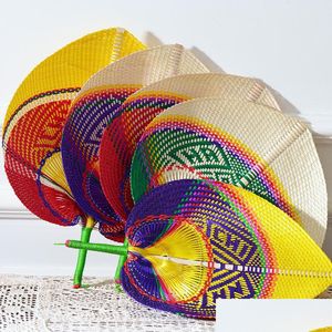 Party Favor 6 Farben Neue Mode Chinesischen Stil Handgefertigte St Fan Handgewebte Palmblatt Hand Sommer Kühlung Mückenschutz Fans Lx4399 Dhbxp