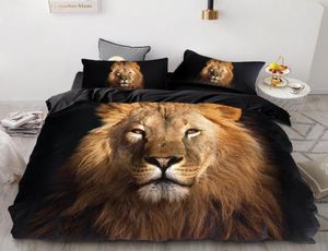 3D Print Bedding Set CustomDuvet Cover Set KingEuropeUSAComforterQuiltBlanket Cover SetAnimal Black Lion Bedclothes1201357