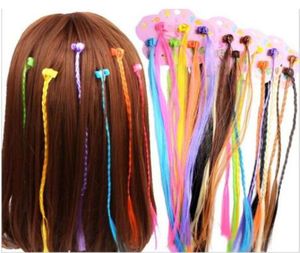Flickor färgglada peruker hästsvans hårprydnad klo hårklipp flätan huvudbonader för barn flickor hårtillbehör 15lot90pcs1430493