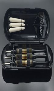 3PCSSet Professional Darts Carry Box 24G 25G Black Golden Color Steel Tips Dart med mässing Dartsaft24445653