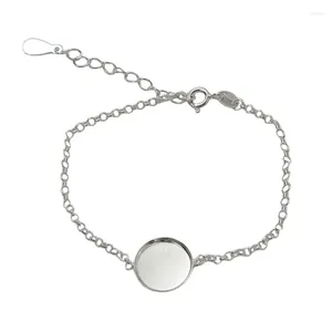 Länkarmband Ybjewelry 925 Sterling Silver Armband Personlig justerbar runda bricka smycken Trendiga inställningar ID 39519