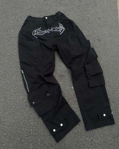 Y2K Haruku Hip Hop Retro Black Multi Pocket Cargo Pants Man New PunkGothic Gothy Jeans Wide Leg Ounsers Streetwear