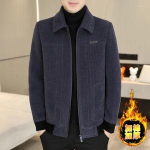 Men's Jackets Brand Whiter Adding Cotton Thicken Woolen Golden Mink Velvet Casual Short Trench Coat Social Office Overcoat 2023