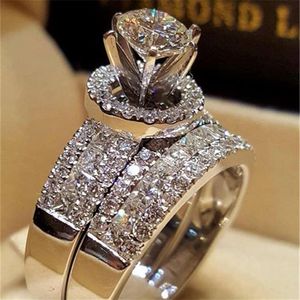 Gerçek prenses düğün elmas yüzük seti 14k altın yuvarlak bague elmas yüzük peridot beyaz topaz değerli taş 925 mücevher214d