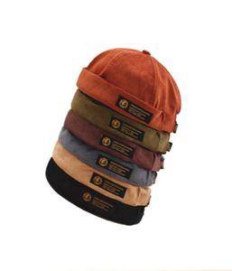 Retro Corduroy Original Docker Sailor Biker Cap Brimless Skullcap Men and Trend Hiphop Hat Autumn och Keep Warm Hat3238605