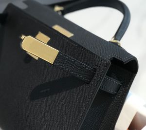 Borse personalizzabili fatte a mano di design di qualità a specchio retrò Borsa con manico Mini Epsom da 19 cm Borsa nera di lusso con tracolla a tracolla in pelle