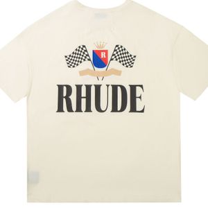 Rhudes Shirt Designers Mens Embroidery T-shirt for Summer Fashion Trends Womens Short Sleeve Casual and w 1249