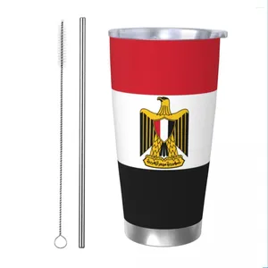 Tumblers Aerxemrbrae Egypt Flag Insulated Tumbler With Straws Lid Stainless Steel Thermal Mug Outdoor Portable Car Bottle Cups 20oz