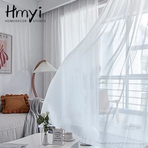 High Quality Solid White Semi Sheer Curtains For Living Room Window Privacy Color Long Tulle Bedroom Curtain Party Drapes 231227