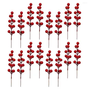 Decorative Flowers Artificial Xmas Simulation Red Fruit Fork Christmas Garland Fake Burgundy Berry Picks