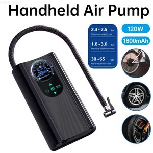 Uppblåsbar pump 120W 12V billuftkompressor Mini Air Pump Portable Tire Inflator Electric Motorcykelpump för bilmotorcyklar Bike Inflatablel231228