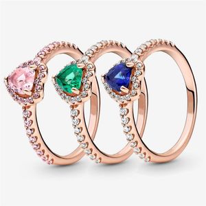 Anello a cuore elevato scintillante in argento sterling 100% 925 per le donne Anelli di fidanzamento per matrimoni Accessori per gioielli di moda320d
