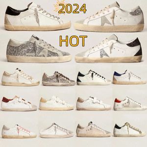 Złote projektanty Sneakers s mokasyny Straszne buty skórzane Włochy Dirty stare marka butów kobiety Super-Star Ball Star Treners 35-45