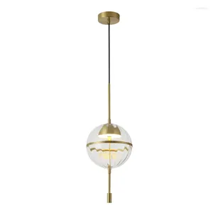 Pendant Lamps Post Modern Italian Transparent Ball LED Lights Nordic Luxury Copper Living Room Bedroom Bar Glass Hanging Lamp Fixtures