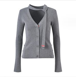 1228 2024 Runway Autumn Brand SAme Style Sweater Long Sleeve V Neck Cardigan Gray Blue Womens Clothes High Quality Womens YL