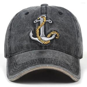 Top Caps Tekne Ankraj Logo Nakış Denim Erkek Kadın Beyzbol Kapağı 2023 Vintage Yıkama Snapback Şapkalar Açık Mekan Günlük Pamuk Kamyoner