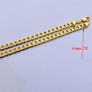 Pure 18 K Yellow Gold GF Necklace Solid Stamep AU750 23 6 curb Chain Necklace Solid Birthday Valentine Gift valuable232Y