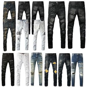 Amirs designer uk jeans bleu Jeans canada jeans firmati per uomo jeans stack jeans uomo donna pantaloni strappati vintage eleganti casual denim strappo jeans revival rock nero