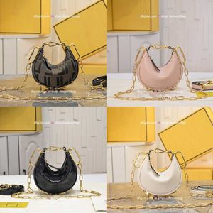 2023 Designer Praphy Hobo Bags Small Crescent Handbag Women Top Quality Leather Shoulder Bag Black White Pink Crossbody Bags size 29cm 16.5cm