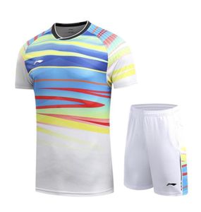 Li Ning Badminton 탁구 메뉴 Men039 및 Women039S 의류 짧은 슬리브 Tshirt Men039S Tennis Clothesshirt Shorts Quic1978812