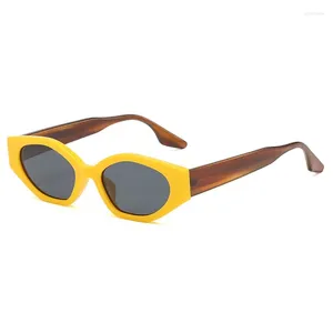 Óculos de sol Personalidade olho gato mulher vintage amarelo gradiente oval de sol feminino marca feminina damas hip hop gafas de sol