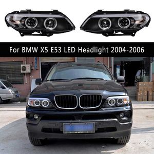 DRL Gündüz Çalışan Işık Ön lambası BMW X5 E53 LED FARDIGHE 04-06 Salel Sinyal Göstergesi Yüksek Beam Angel Göz Projektör lens