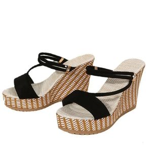 UBZ Fashion Women's Platform Wedges Heeled Sandals 10cm Super High Heels Women Slingback Shoes Black 2024 Summer White 231227