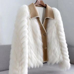 Женский мех высококачественный короткий пальто в стиле Hepburn для зимы 2024 Mink Ladies Jackets Car Strip Jacket