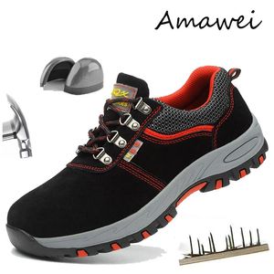 Amawei Sapatos de Segurança Indestrutíveis para Homens Construção Mulheres Botas de Trabalho Biqueira de Aço Respirável Tamanho Leve 3746 231225