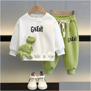 Set di abbigliamento Set per ragazzi Top e pantaloni per bambini per bambini Maglione a maniche lunghe in due pezzi Abbigliamento per bambini Completo Consegna di maternità Otxtp