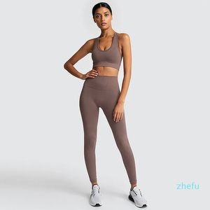 Sportanzüge Freizeitsport Yoga-Set Qp trapstar Yoga-Outfits Nahtloses Fitnessstudio 2-teilige Übungsleggings gepolsterte Sport-BHs Damen Fiess Wear Workout-Sets